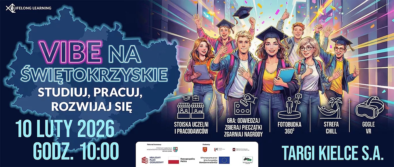 kliknij, aby powiększyć, Vibe na Świętokrzyskie: Studiuj, pracuj, rozwijaj się! - poster wydarzenia Vibe na Świętokrzyskie: Studiuj, pracuj, rozwijaj się!